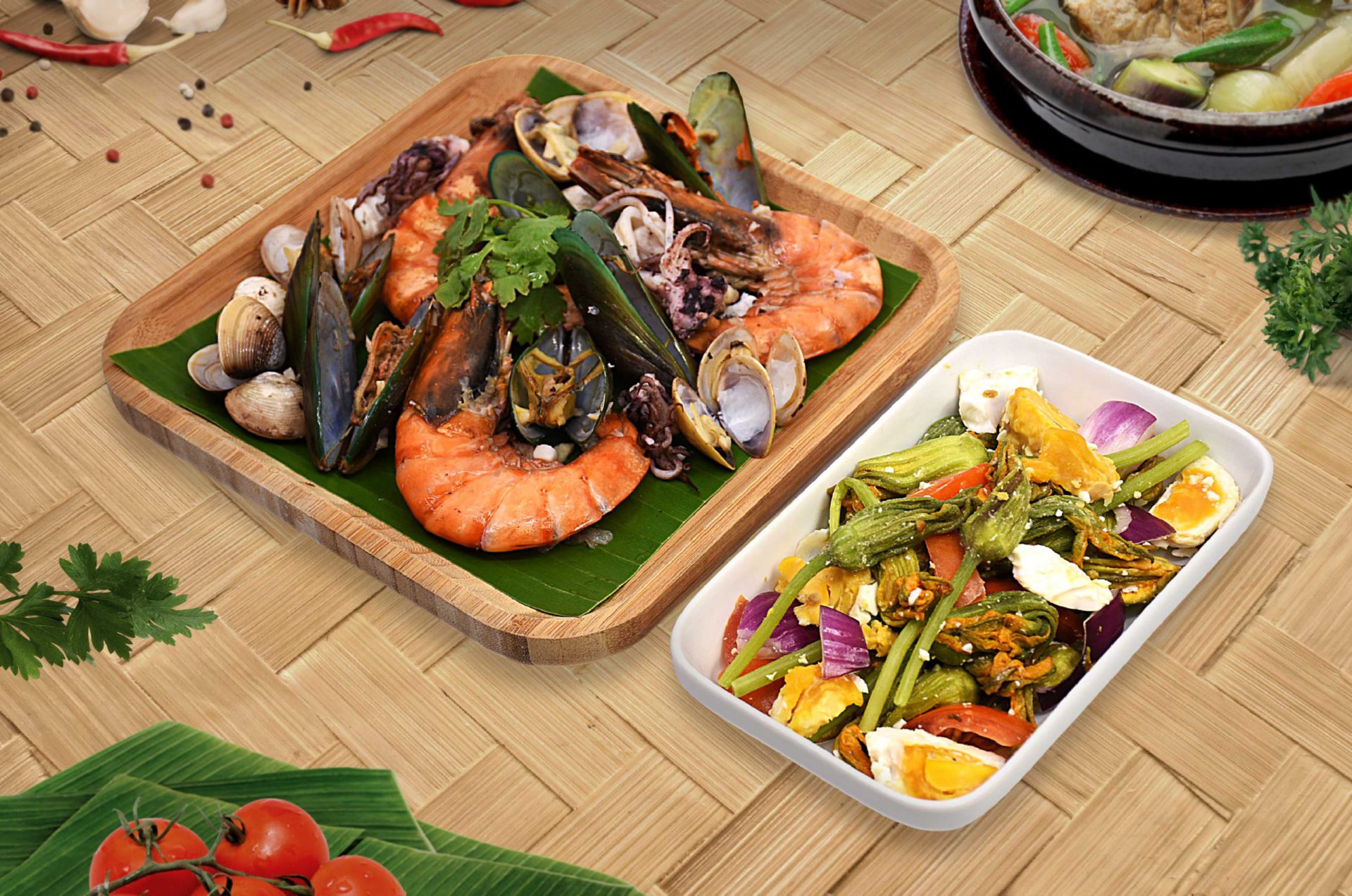 Ajinomoto |
        Mixed Seafood with Ensaladang Bulaklak ng Kalabasa - Ajinomoto